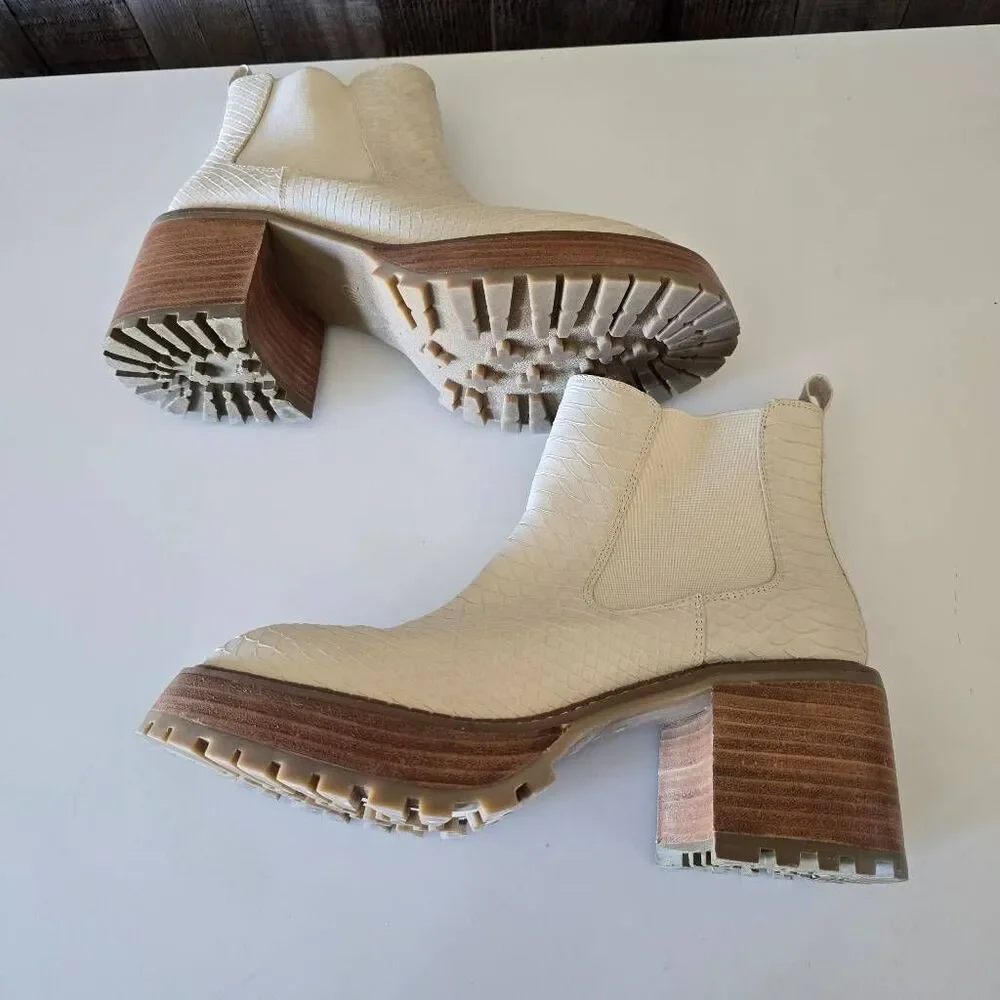 MIA Alejandro Ivory Snake Platform Chelsea Boots 10M Party Festival Concert